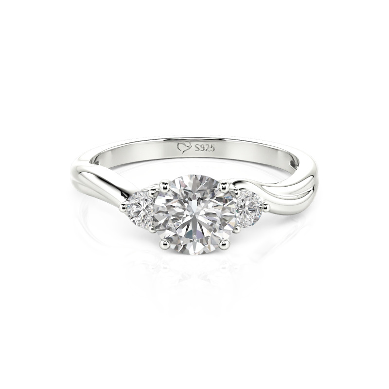 Jeulia 10K/14K/18K Gold Platinum Three Stone Round Engagement Ring