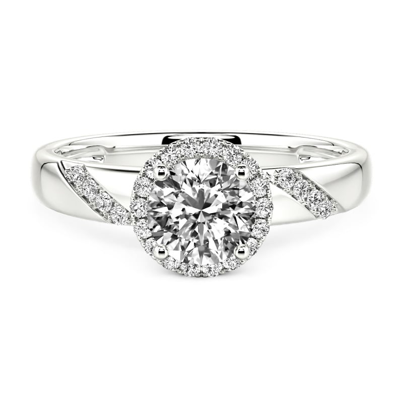 Jeulia Anillo de Compromiso Redondo Halo Diamante Cultivado en Laboratorio Oro 10K/14K/18K Platino
