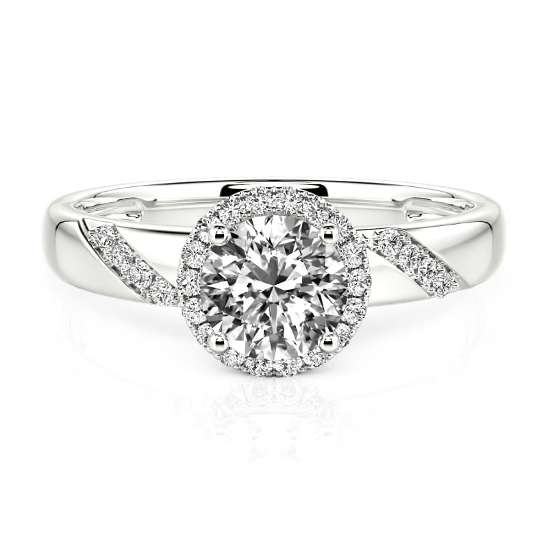 Jeulia Round Halo Lab Diamond Engagement Ring 10K/14K/18K Gold Platinum