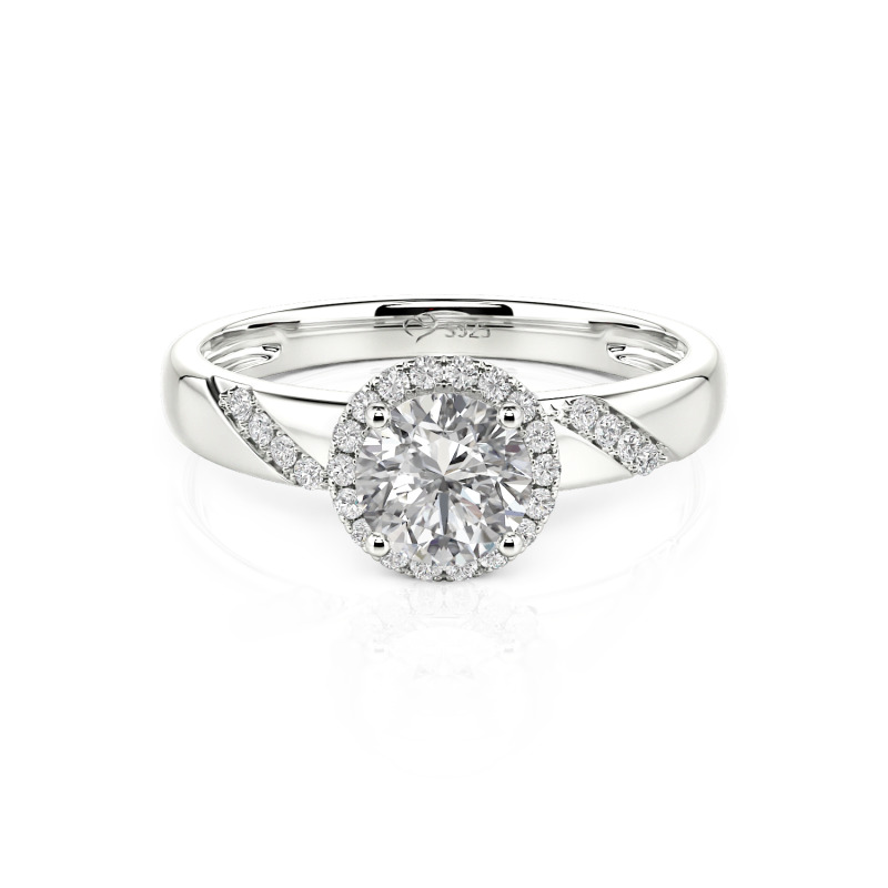 Jeulia Round Halo Lab Diamond Engagement Ring 10K/14K/18K Gold Platinum