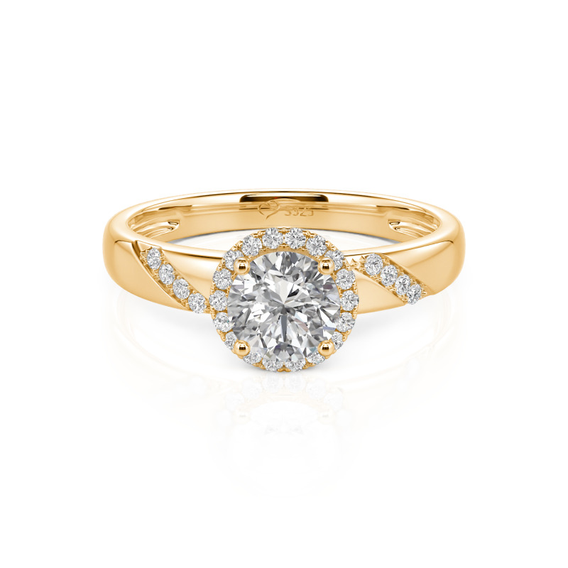 Jeulia Round Halo Lab Diamond Engagement Ring 10K/14K/18K Gold Platinum