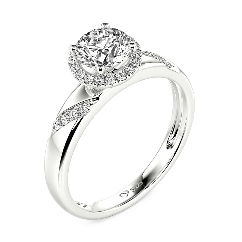 Jeulia Round Halo Lab Diamond Engagement Ring 10K/14K/18K Gold Platinum