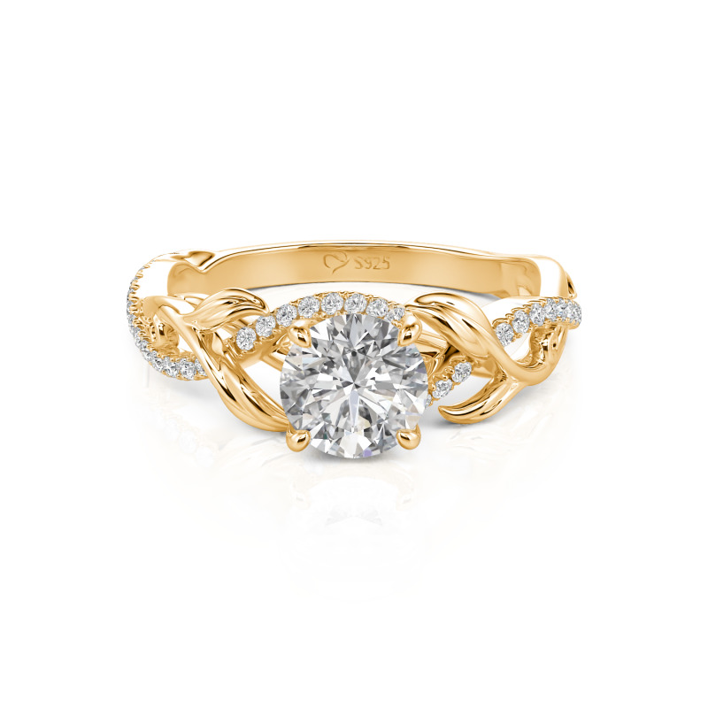 Jeulia Twisted Leaf Lab Grown Diamond Engagement Ring 10K/14K/18K Gold Platinum