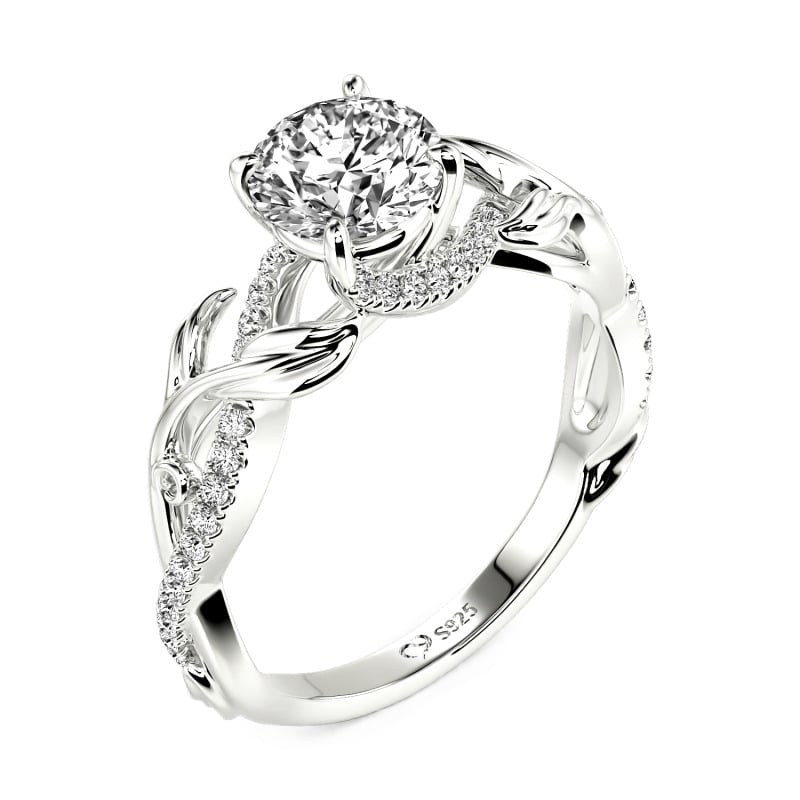 Jeulia Twisted Leaf Lab Grown Diamond Engagement Ring 10K/14K/18K Gold Platinum
