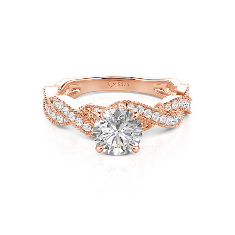 Jeulia Twist Pavé Lab Grown Diamond Engagement Ring 10K/14K/18K Gold Platinum