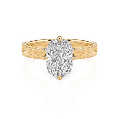 Jeulia Vintage Carved Lab Grown Diamond Engagement Ring 10K/14K/18K Gold Platinum