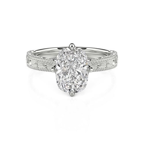 Jeulia Vintage Carved Lab Grown Diamond Engagement Ring 10K/14K/18K Gold Platinum