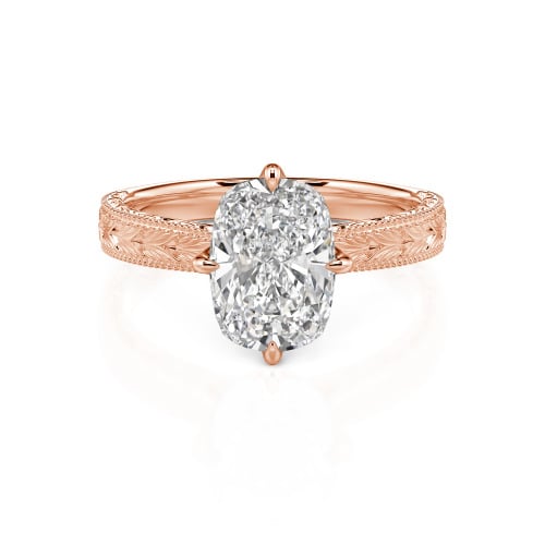 Jeulia Vintage Carved Lab Grown Diamond Engagement Ring 10K/14K/18K Gold Platinum