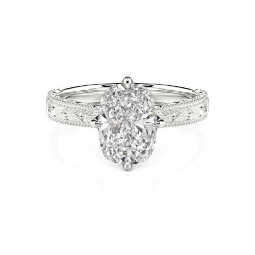 Jeulia Vintage Carved Lab Grown Diamond Engagement Ring 10K/14K/18K Gold Platinum