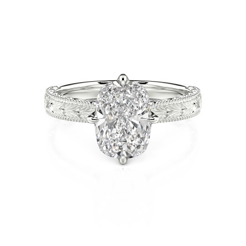 Jeulia Vintage Carved Lab Grown Diamond Engagement Ring 10K/14K/18K Gold Platinum
