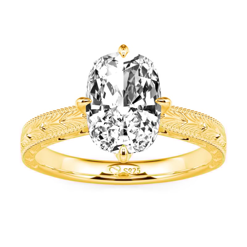 Jeulia Vintage Carved Lab Grown Diamond Engagement Ring 10K/14K/18K Gold Platinum