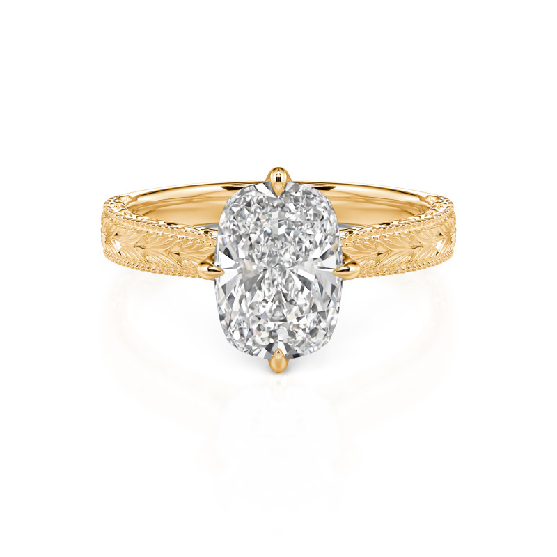 Jeulia Anel de Noivado Vintage Esculpido Diamante de Laboratório Ouro 10K/14K/18K Platina