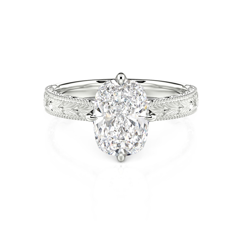 Jeulia Anel de Noivado Vintage Esculpido Diamante de Laboratório Ouro 10K/14K/18K Platina