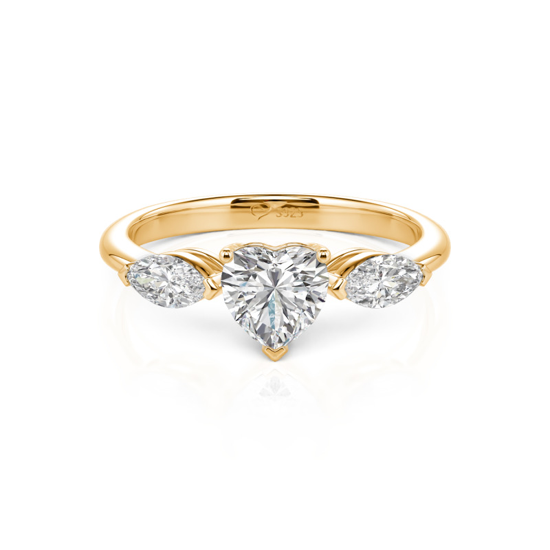 Jeulia Three Stone Heart Lab Grown Diamond Ring 10K/14K/18K Gold Platinum