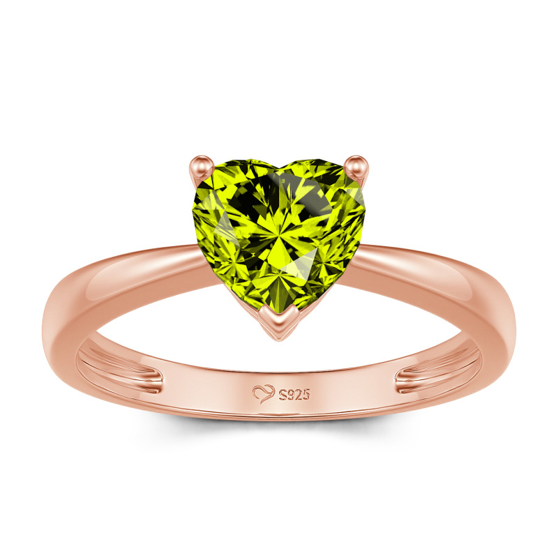 Jeulia Anello di fidanzamento classico con taglio a cuore e tre punte in argento sterling