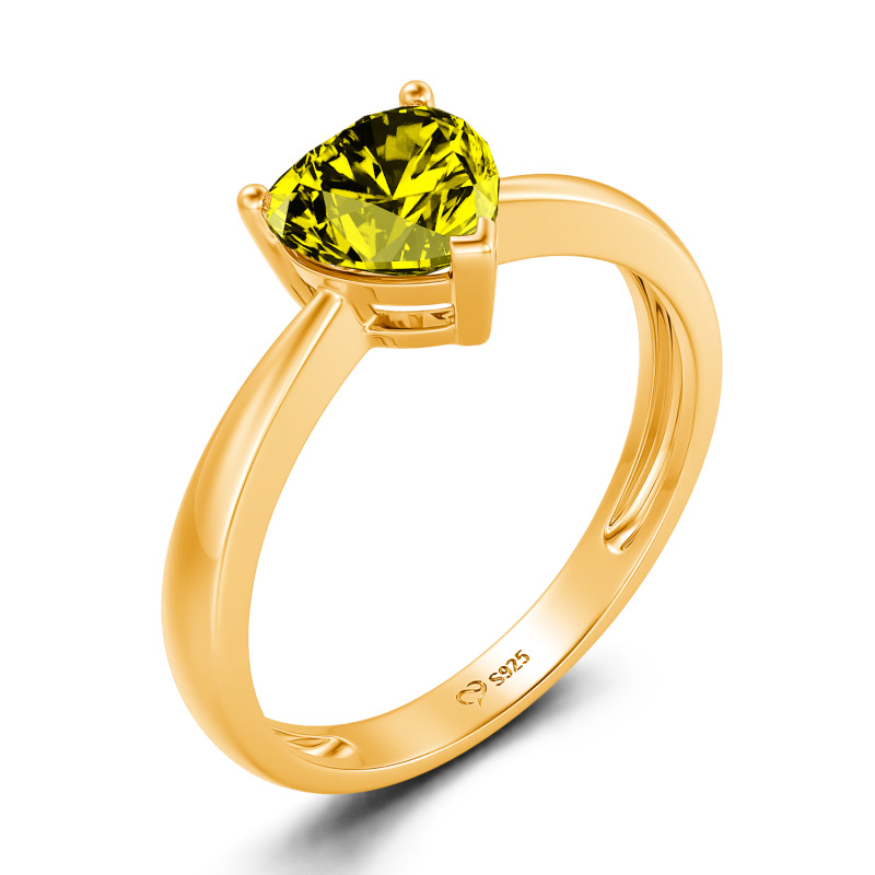 Jeulia Anello di fidanzamento classico con taglio a cuore e tre punte in argento sterling