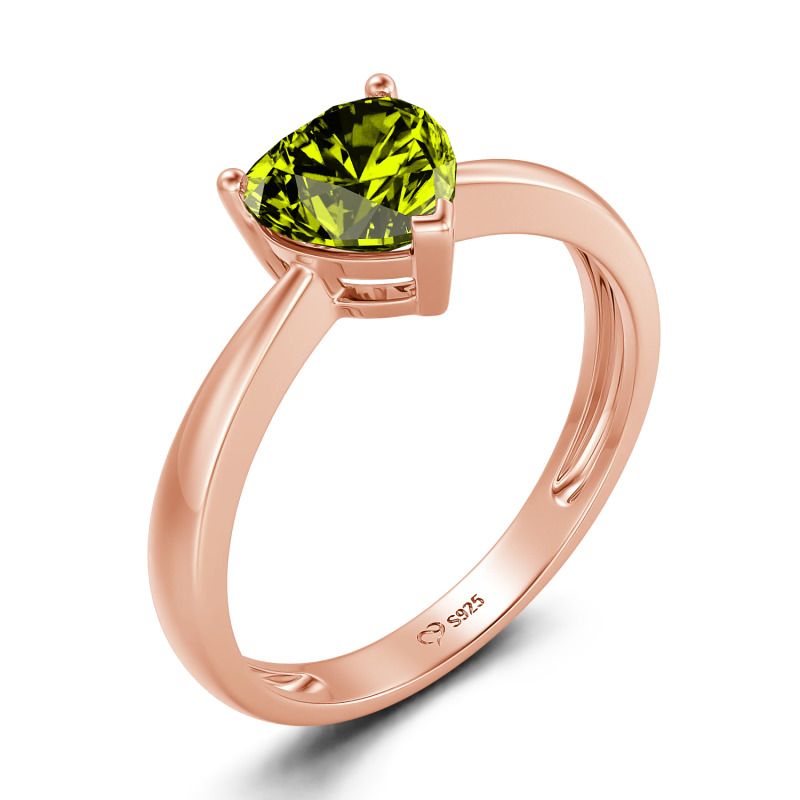 Jeulia Anello di fidanzamento classico con taglio a cuore e tre punte in argento sterling