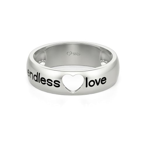 Jeulia Endless Love Men Heart Wedding Ring Sterling Silver