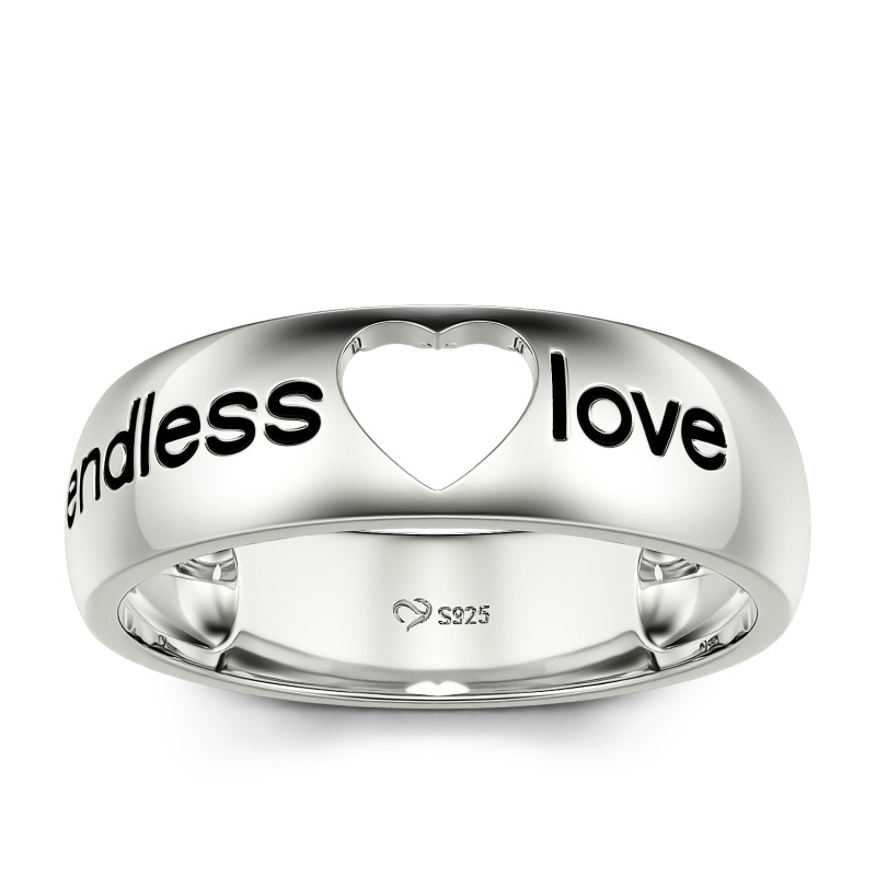 Jeulia Endless Love Men Heart Wedding Ring Sterling Silver