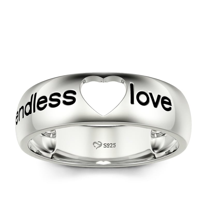 Jeulia Endless Love Men Heart Wedding Ring Sterling Silver