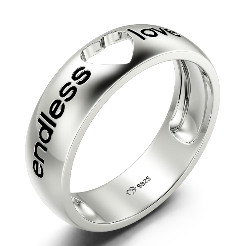 Jeulia Endless Love Men Heart Wedding Ring Sterling Silver