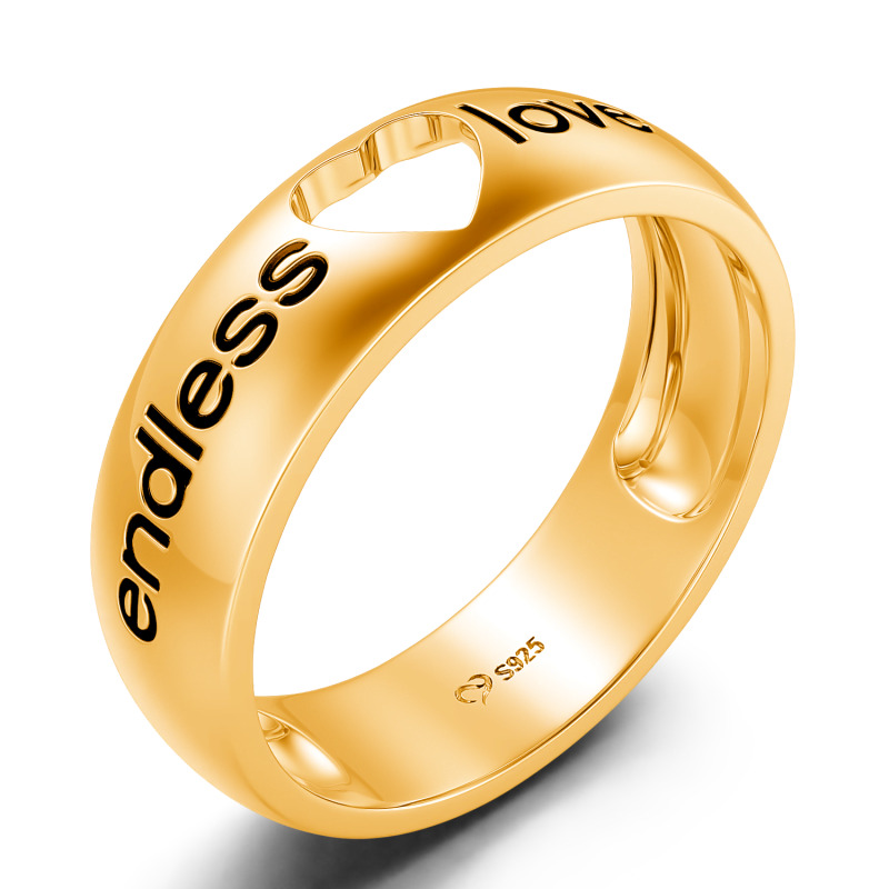 Jeulia Endless Love Men Heart Wedding Ring Sterling Silver