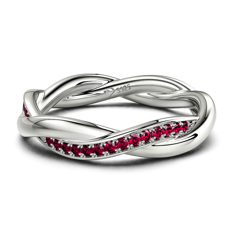 Jeulia Anillo de Boda Entrelazado para Mujer Personalizado con Mensaje de Amor