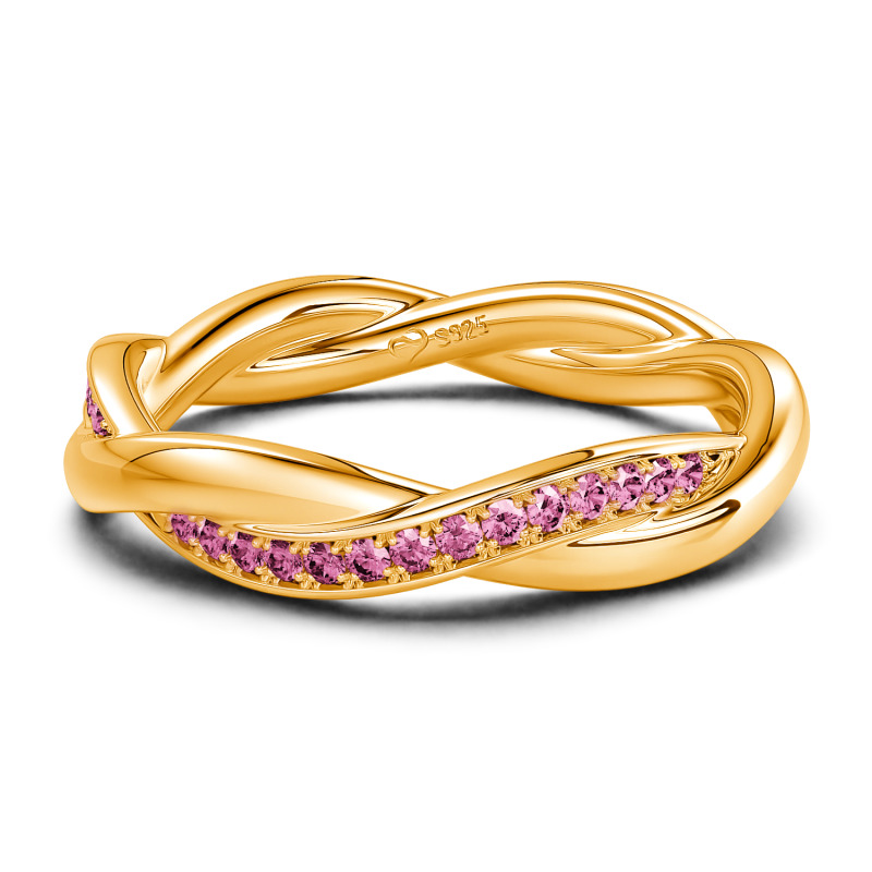 Jeulia Anillo de Boda Entrelazado para Mujer Personalizado con Mensaje de Amor