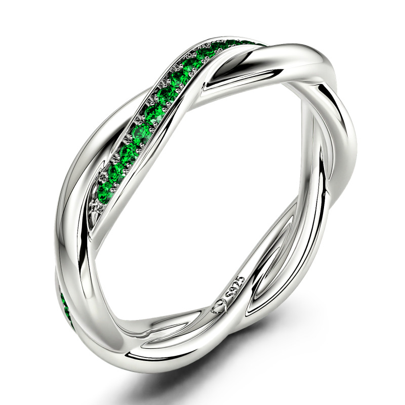 Jeulia Anillo de Boda Entrelazado para Mujer Personalizado con Mensaje de Amor