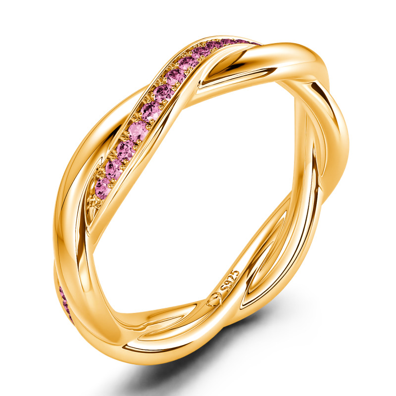 Jeulia Anillo de Boda Entrelazado para Mujer Personalizado con Mensaje de Amor