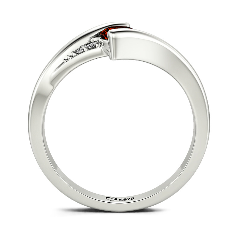 Jeulia Anillo de Compromiso para Mujer Diseño Bypass Corte Redondo de Plata de Ley