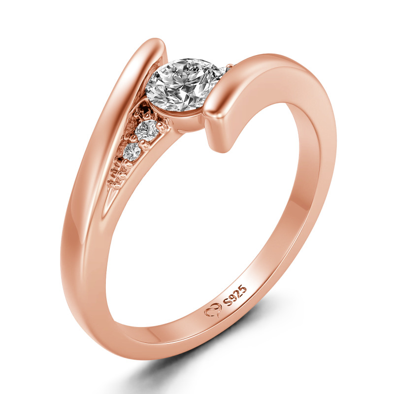 Jeulia Bypass Design Round Cut Women Engagement Ring Sterling Silver Jeulia Bypass Design Round Cut Women Engagement Ring Sterling Silver
