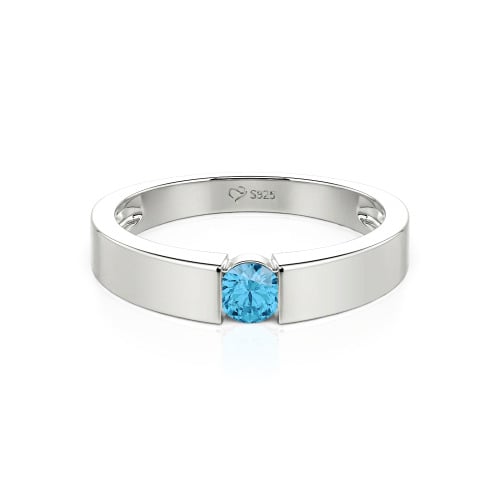 Jeulia Simple Round Cut Men Engagement Ring Sterling Silver
