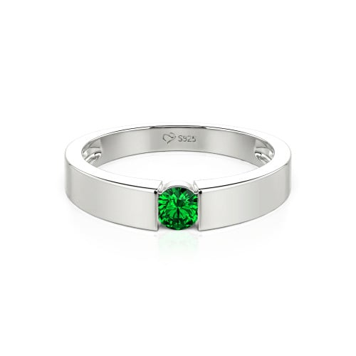 Jeulia Simple Round Cut Men Engagement Ring Sterling Silver