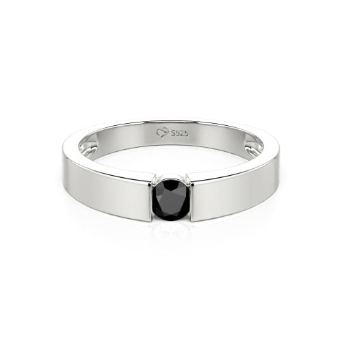Jeulia Simple Round Cut Men Engagement Ring Sterling Silver