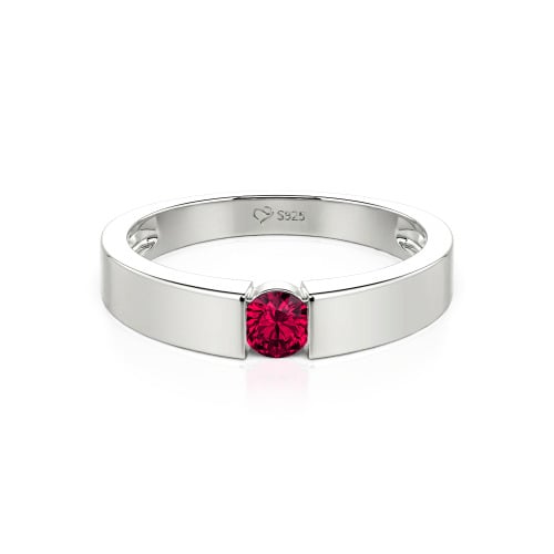 Jeulia Simple Round Cut Men Engagement Ring Sterling Silver