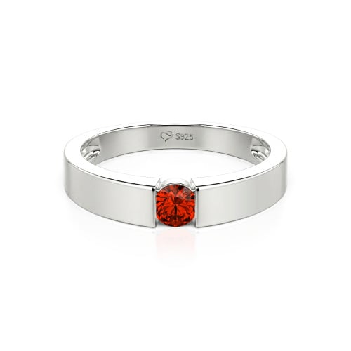 Jeulia Simple Round Cut Men Engagement Ring Sterling Silver