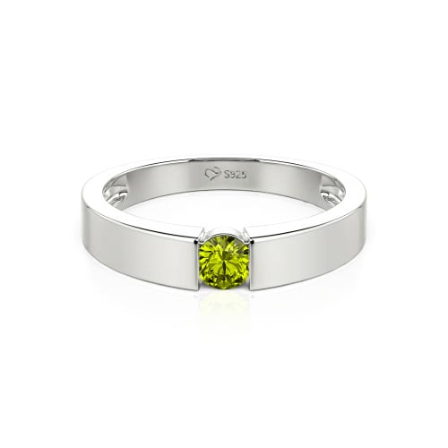 Jeulia Simple Round Cut Men Engagement Ring Sterling Silver