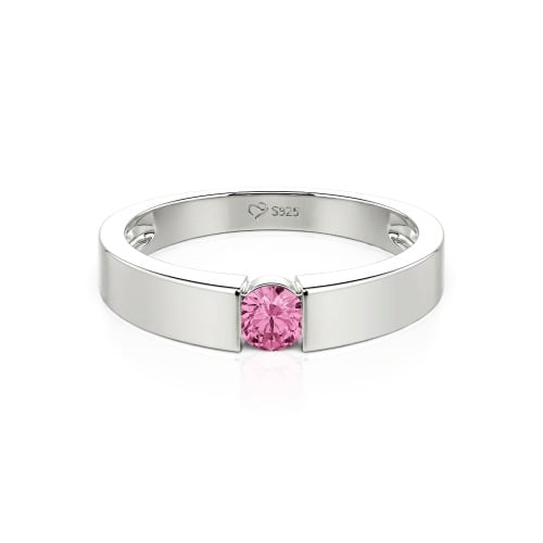 Jeulia Simple Round Cut Men Engagement Ring Sterling Silver