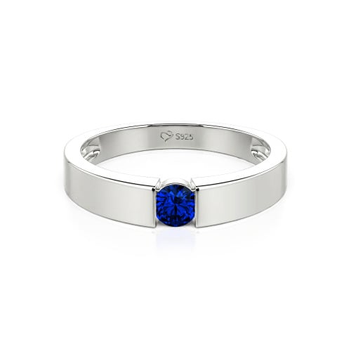 Jeulia Simple Round Cut Men Engagement Ring Sterling Silver