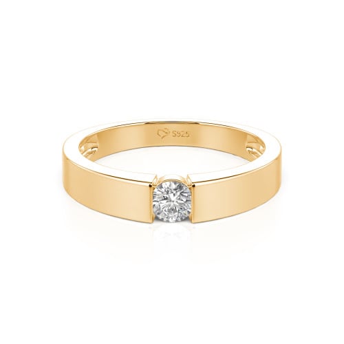 Jeulia Simple Round Cut Men Engagement Ring Sterling Silver
