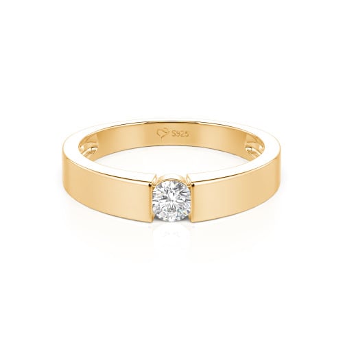Jeulia Simple Round Cut Men Engagement Ring Sterling Silver