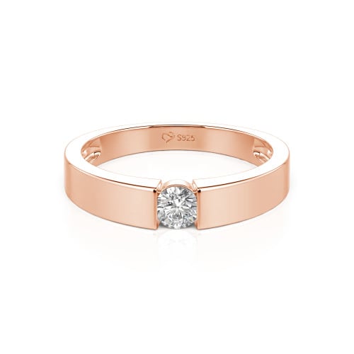 Jeulia Simple Round Cut Men Engagement Ring Sterling Silver