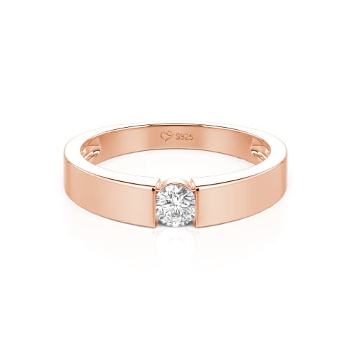 Jeulia Simple Round Cut Men Engagement Ring Sterling Silver