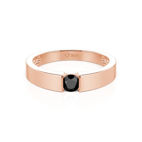 Jeulia Simple Round Cut Men Engagement Ring Sterling Silver