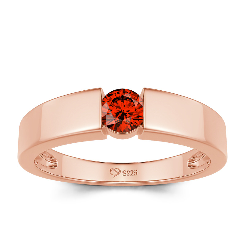 Jeulia Bague de fiançailles Simple Coupe Ronde Hommes Argent Sterling