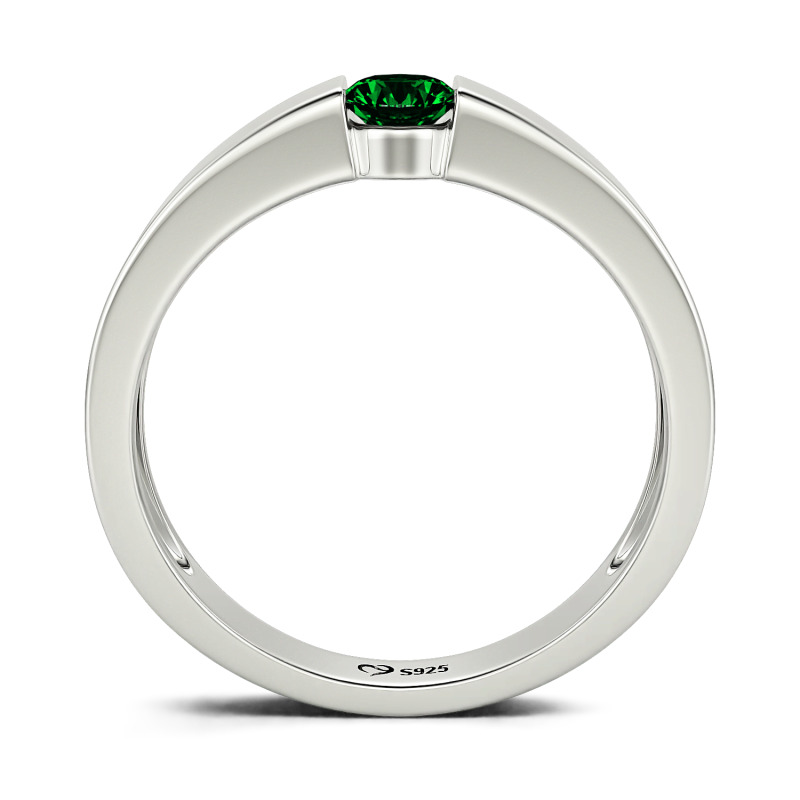Jeulia Anillo para Hombre Simple Corte Redondo de Plata de Ley