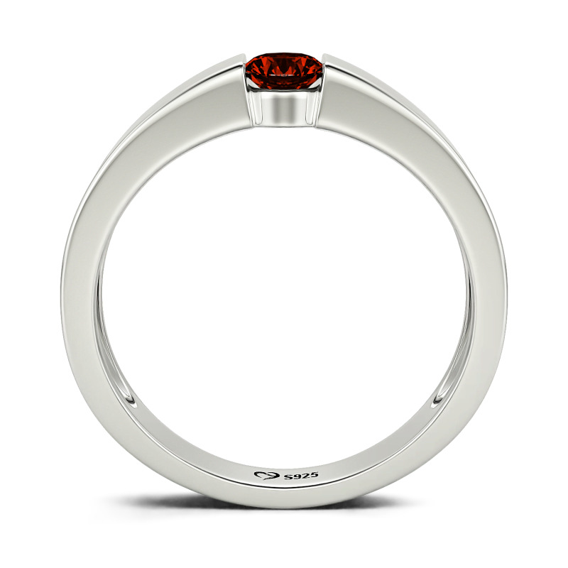 Jeulia Anillo para Hombre Simple Corte Redondo de Plata de Ley