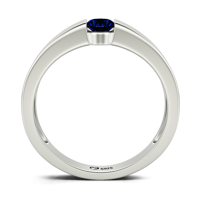 Jeulia Anillo para Hombre Simple Corte Redondo de Plata de Ley