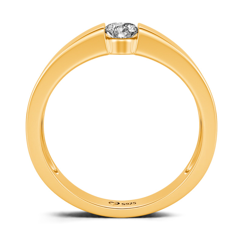 Jeulia Anillo para Hombre Simple Corte Redondo de Plata de Ley